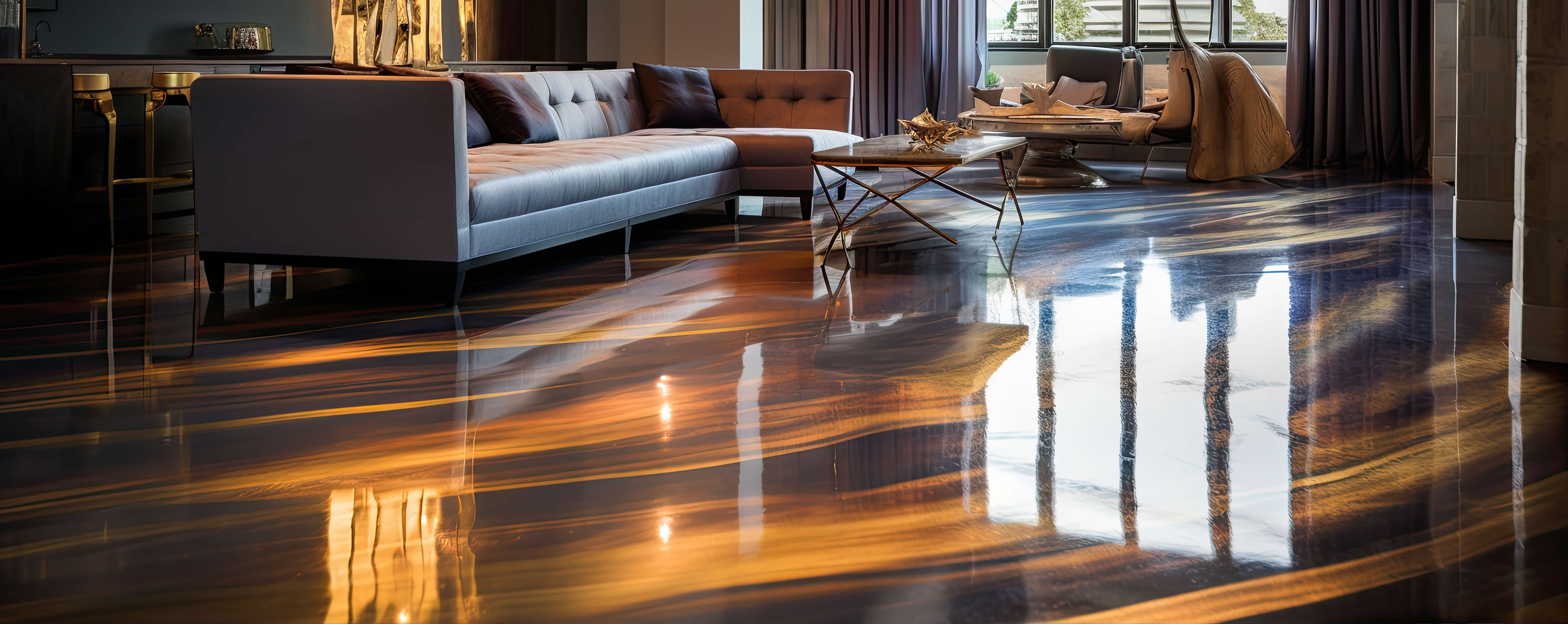 Modern decorative floor finish in Old Town Scottsdale interior